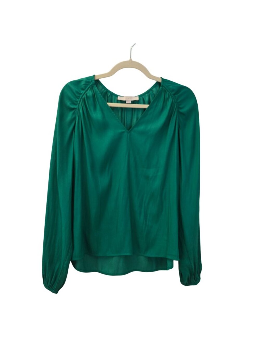 Loft Kelly Green V-neck Popover Blouse Size Small